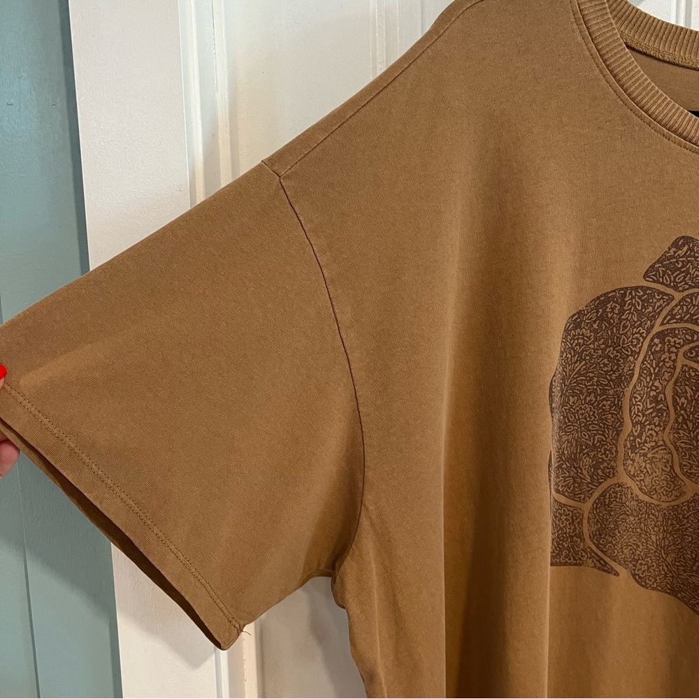 Festi Tobacco Brown Graphic T-Shirt with Rose Design. Size 1. NWT. - Picture 6 of 13